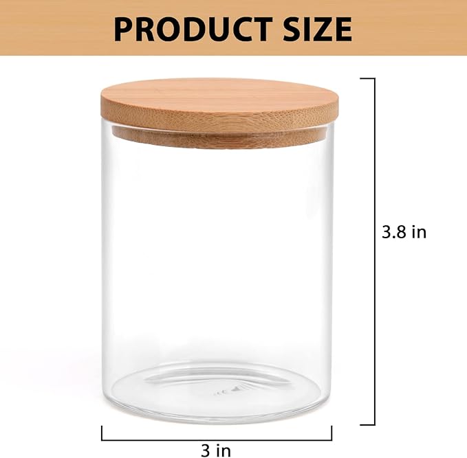 2 Pack Glass Qtip Holder Dispenser Set - Apothecary Jars with Lids - Vanity Makeup Organizer and Bathroom Canister Storage Organizer for Cotton Ball, Swab, Round Pads,Floss