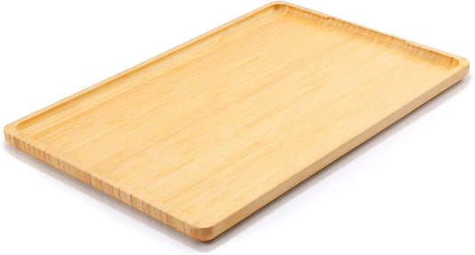 Bamboo Tray with Handles - Lightweight Serving Tray for Breakfast in Bed, Coffee Table, BBQ, Kitchen, Ottoman & Party - Perfect for Lap, Couch & Gifting - Large Size Wood Pallet - 15”x10”