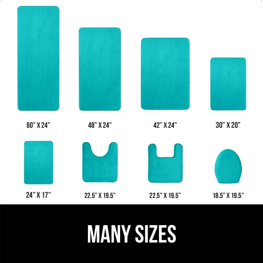 GORILLA GRIP Memory Foam Bath Rugs, Soft Absorbent Velvet Bathroom Mats, Durable Dots on Underside, Machine Washable Bathmat, Carpet Rug Room Decor for Shower Floor, 36x24 Mat, Turquoise