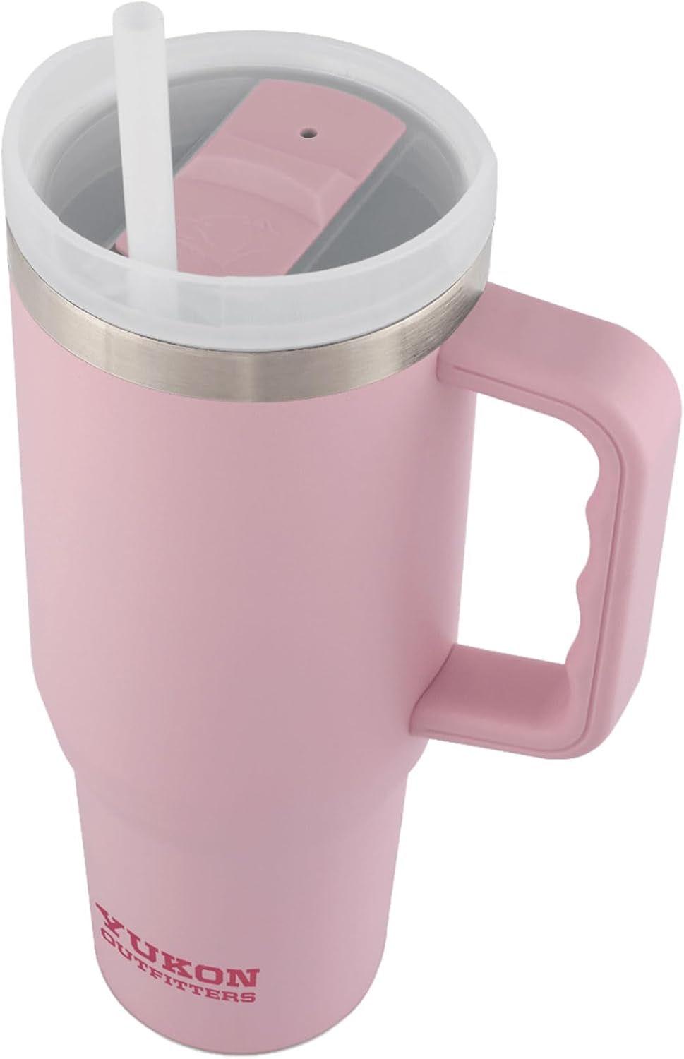 Yukon Outfitters Fit Forty 40oz Double Wall Vacuum Insulated Stainless Steel Tumbler with Reusable Straw & Ergonomic Handle | For Hot or Cold Beverage, Soft Pink