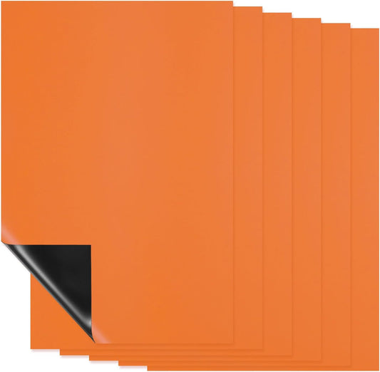 PATIKIL Magnetic Dry Erase Board Sheet for Fridge, 6 Pcs 12 x 8 Inch Erasable Refrigerator Whiteboard for Kitchen for Home Kitchen Organizer Planner Office Storage, Orange (0.6mm)