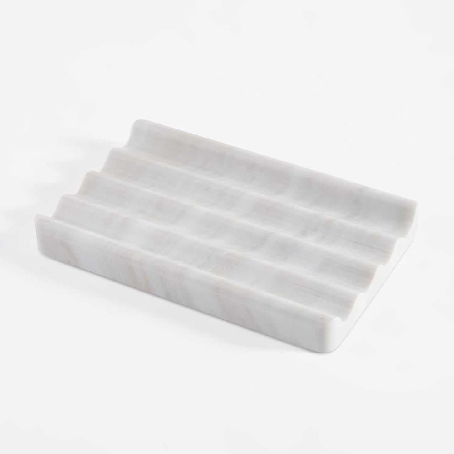 Soap Holder, Marble Soap Dish for Shower, Bar Soaps Holder with Water Ripple Design, Easy Cleaning Soaps Saver for Kitchen Sink，Bathroom, Executive Greek Natural Stone Tray(Agiax)