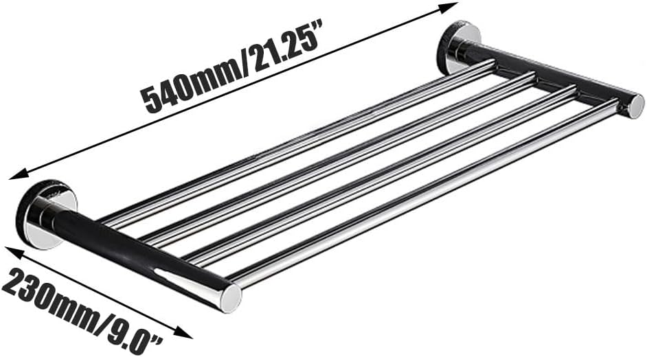 20 Inch Bathroom Towel Rack, Hotel Style Towel Racks for Bathroom Wall Mounted, Modern Towel Bar Rack, 2-Tier Towel Shelves, Polished Chrome