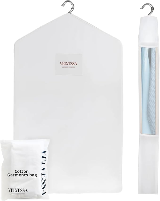 Premium 40” Cotton Garment Bag for Hanging Clothes and Storage | Breathable Hanging Garment Bag for Full- Dresses, Fur Coats, Gowns, and More - Clothing Bags for Hanging Clothes