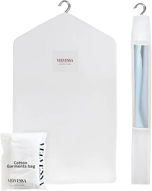 Premium 40” Cotton Garment Bag for Hanging Clothes and Storage | Breathable Hanging Garment Bag for Full- Dresses, Fur Coats, Gowns, and More - Clothing Bags for Hanging Clothes
