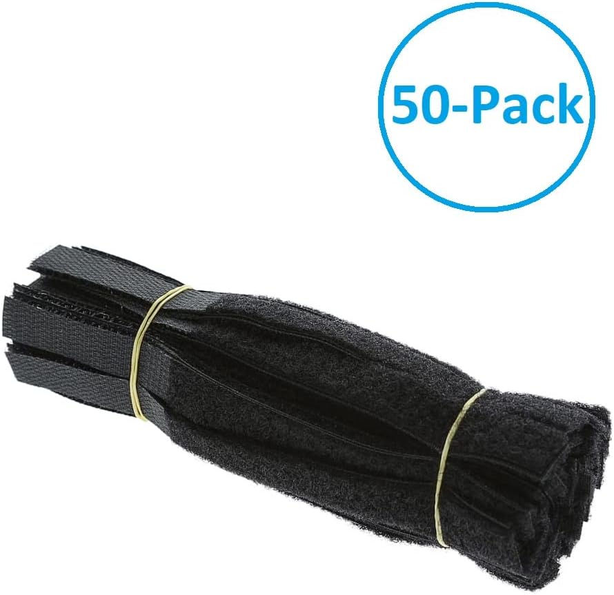 6 Inch (50-pack) Hook and Loop Self Gripping Fastening Cable Ties 1/2" Width - Multipurpose Microfiber Cloth Cable Organizer Self Adesive Pre-Cut Straps