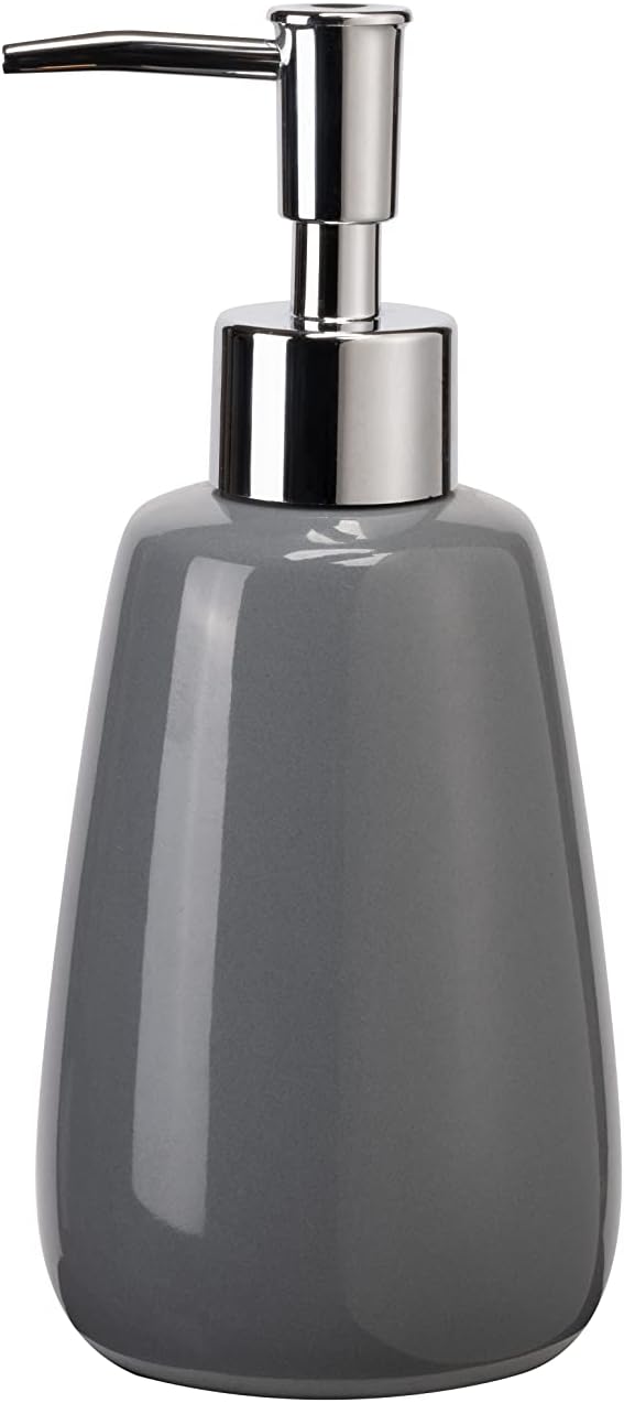 Hand Soap Dispenser Ceramics Bottles with Elegant Pump Top Bathroom Empty Shampoo Bottles 10oz/300ml Gray
