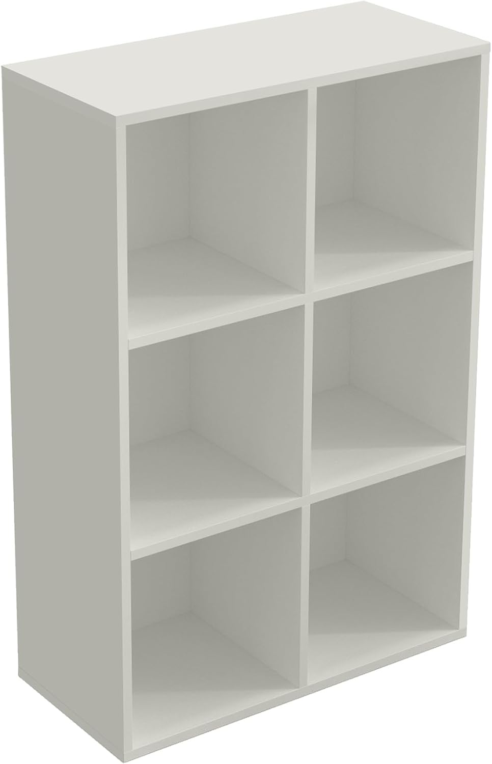 6-Cube Storage Shelf Bookcase - Wooden 3-Tier Floor Standing Open Bookshelf for Home and Office, Display Cabinet, Warm White