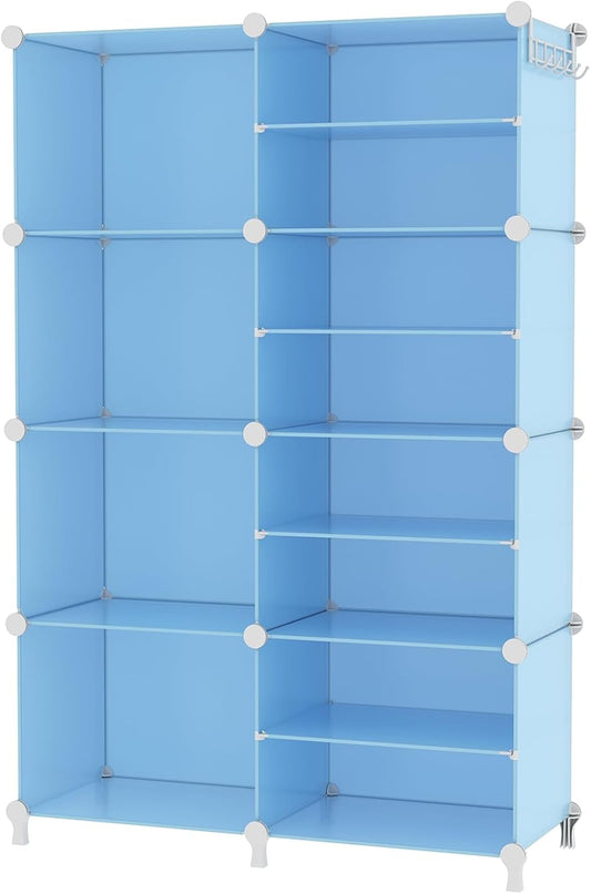 AWTATOS Closet Organizer 8 Cube Storage Shelves Closet Storage Clothes Organizers Stackable Cubby Shelving for Closet Bedroom Living Room Blue