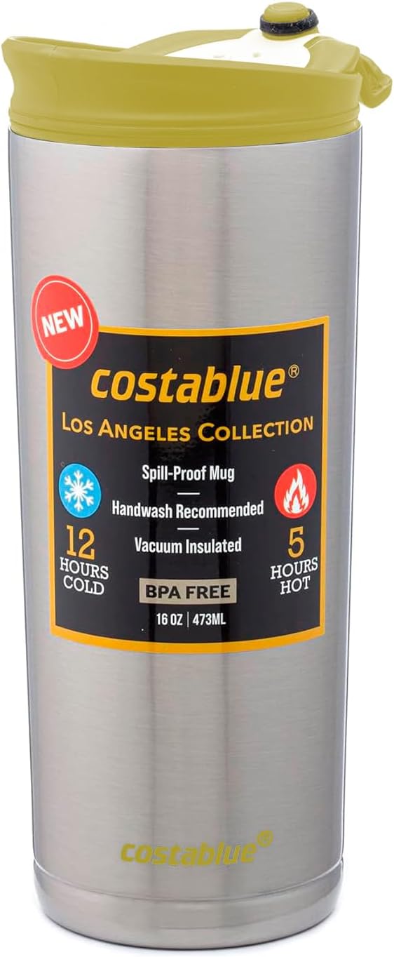 Travel Coffee Mug - 16 Oz. Stainless Steel Insulated Coffee Mug, Leak Proof Tumbler w/Dishwasher Safe Lid, Double Wall Travel Coffee Cup, Reusable Insulated Tumbler for Hot & Cold Beverages…