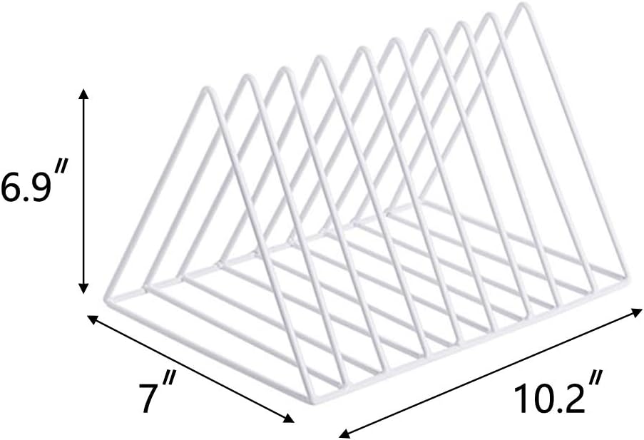 Sooyee 9 Slot White Magazine Holder,Desktop File Sorter Organizer Triangle Bookshelf Decor Home Office