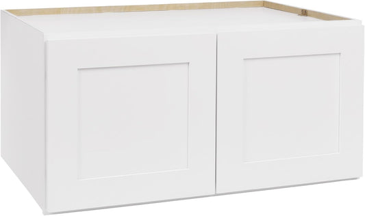 White Shaker Wall Cabinet - Ready to Assemble, Perfect for Kitchen, Laundry, and Bathroom Storage - 36”W x 12”H x 24”D