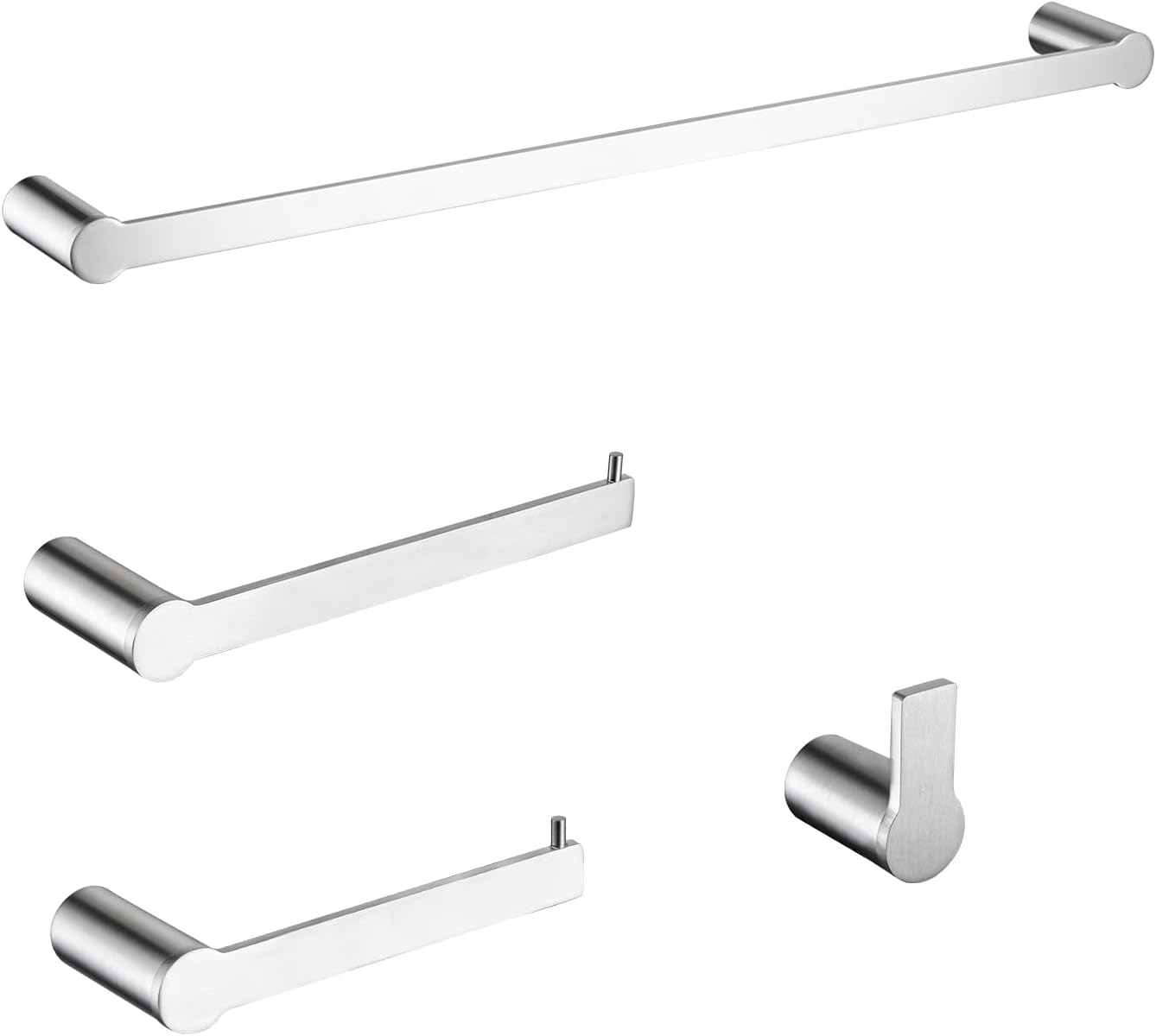4-Pieces Bathroom Accessories Set, Towel Bar Set Modern Stainless Steel Towel Rack Towel Hooks Toilet Paper Holder for Bathroom Wall Mounted, Brushed Nickel 23 Inch