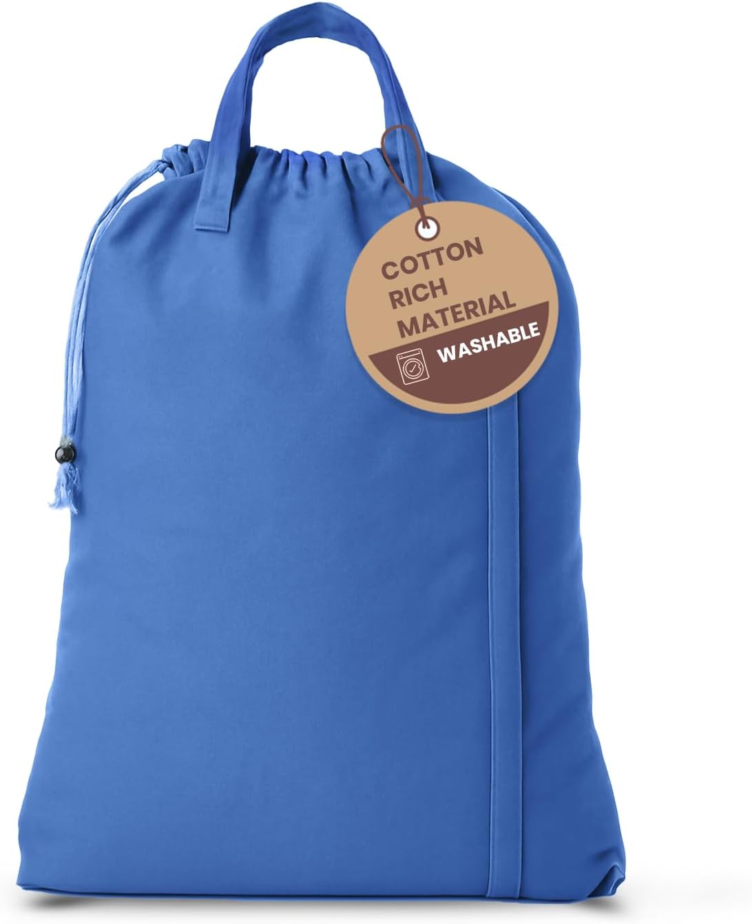 LFH Home Cotton Canvas Large Laundry Bag with Handle, Heavy Duty Drawstring Closure Washable Laundry Bags, School Travel, Home, Hotel, College Dorm, Organizer Sack, Toys Clothes 28x40-Sky Blue