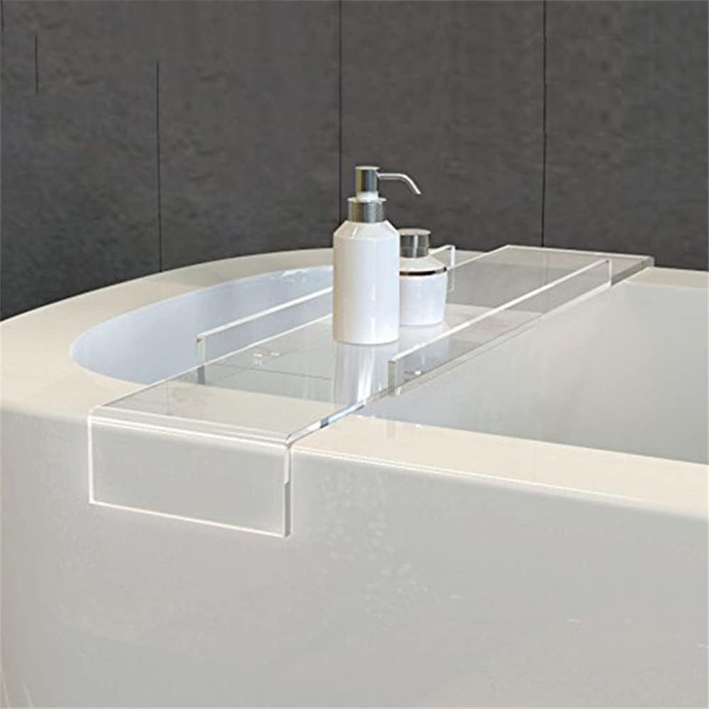 WANLIAN Luxury Bathtub Caddy Tray for Bathroom and Shower Storage - Clear Handles