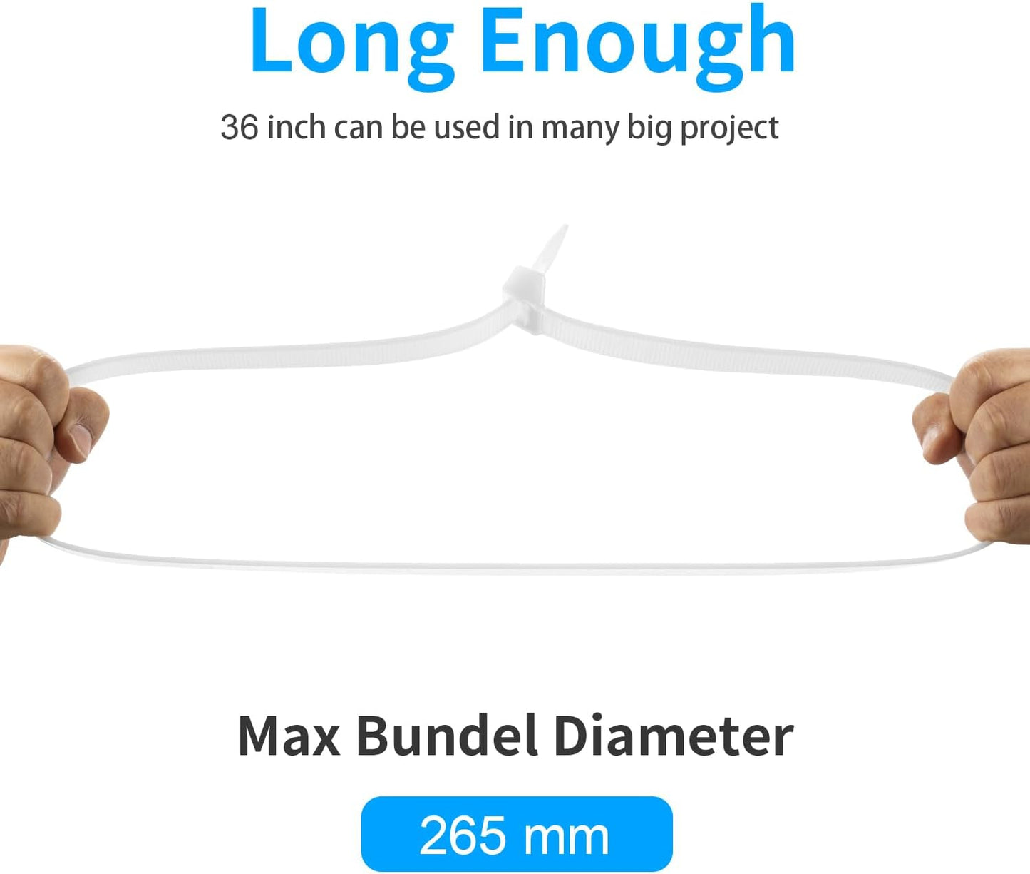 36 inch White Zip Ties Heavy Duty 40PCS, 200LBS Ultra Exclusive Strong Plastic Wire Ties, Large Cable Ties Extra Long Tie Wraps, Indoor and Outdoor UV Resistant