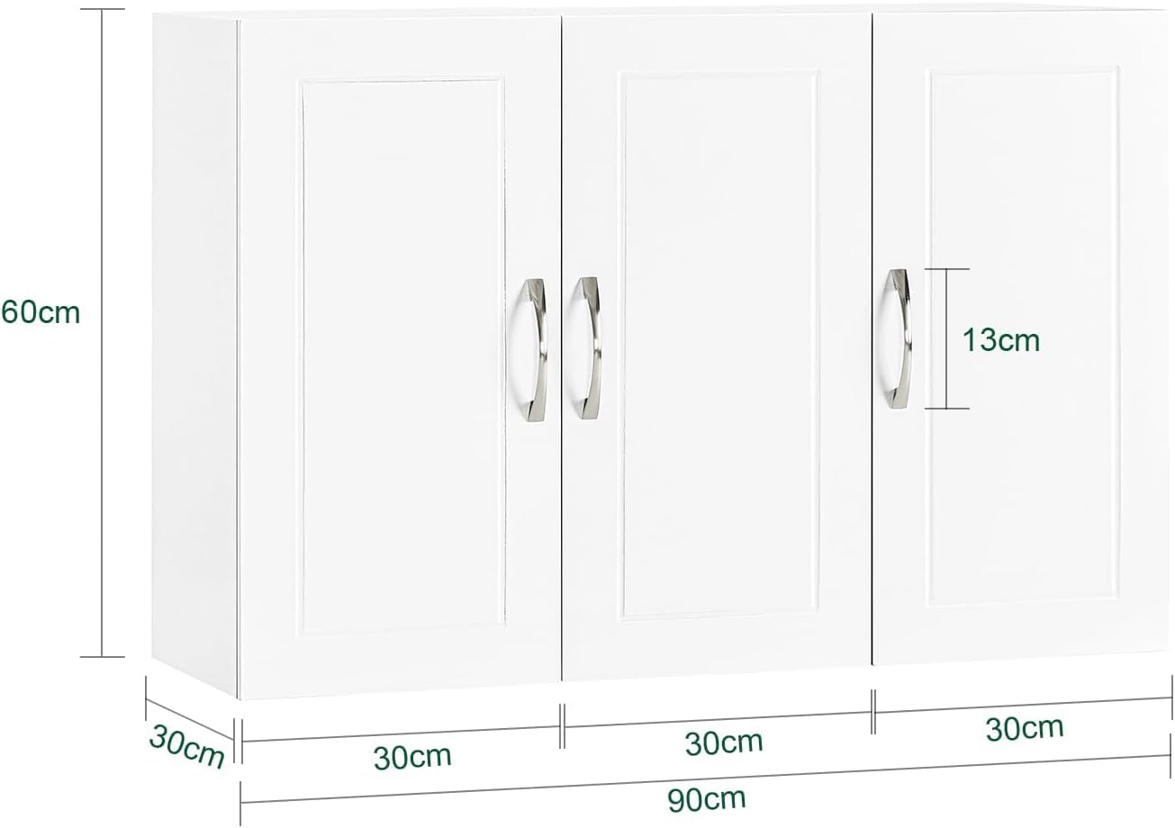 SoBuy Wall Cabinet Laundry Room, Medicine Cabinet for Kitchen Bathroom Garage, Wall Storage Cabinet with Adjustment Shelves, White FRG231-L-W