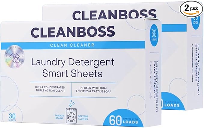 CleanBoss Laundry Detergent Smart Sheets - 60 Sheets