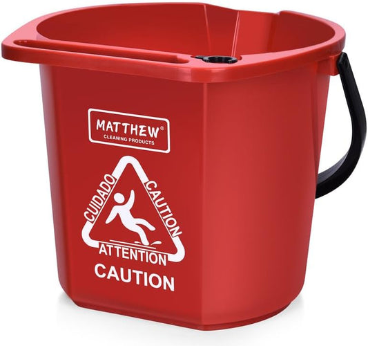 Matthew Cleaning 4.2 Gallon Mop Bucket, Heavy Duty Plastic Cleaning Bucket with Built-in Pour Spout, Mop Holder and Comfort Grip Handle, House and Commercial Cleaning Supplies, 1 Pack Red
