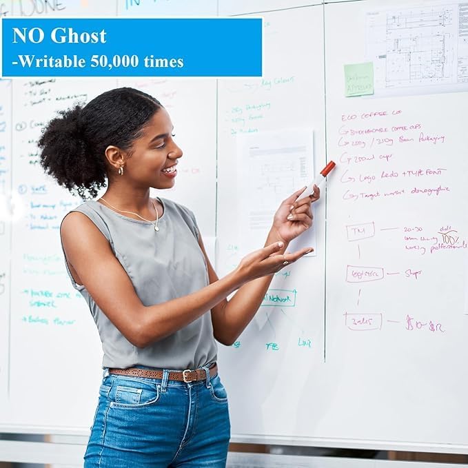 White Board Sticker Adhesive Backing, 39" x 78" Magnetic Dry Erase Board Contact Paper Stick on Wall, Whiteboard Sheet for Teacher Kids Classroom, Include Markers, Eraser with Magnet