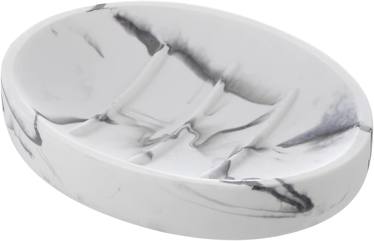 Marble Look Soap Dish - Bar Soap Holder for Shower, Bathroom & Kitchen Sink