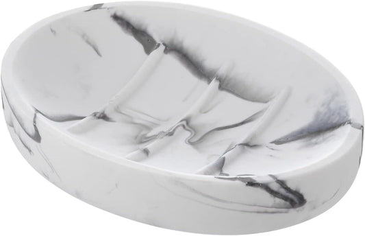 Marble Look Soap Dish - Bar Soap Holder for Shower, Bathroom & Kitchen Sink