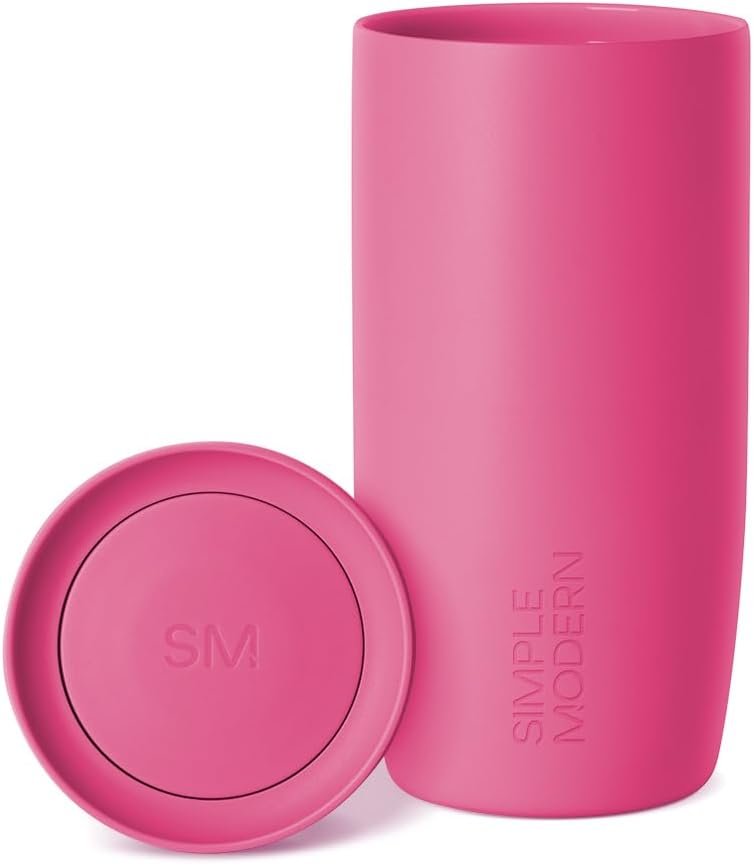 Simple Modern Travel Coffee Mug Tumbler with 360° Lid | Ceramic-Lined Insulated Stainless Steel Cold Brew Iced Coffee Cup | Gifts for Women Men Her Him | Voyager Signature | 16oz | Berry