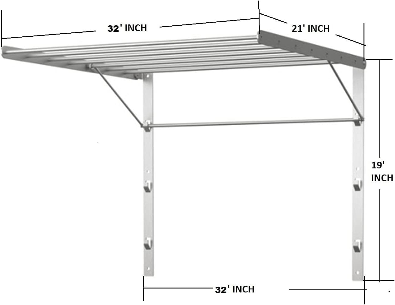 Wall Mounted Clothes Drying Rack Stainless Steel Space Saving Folding Adjustable Collapsible (32Wx21Dx19H)