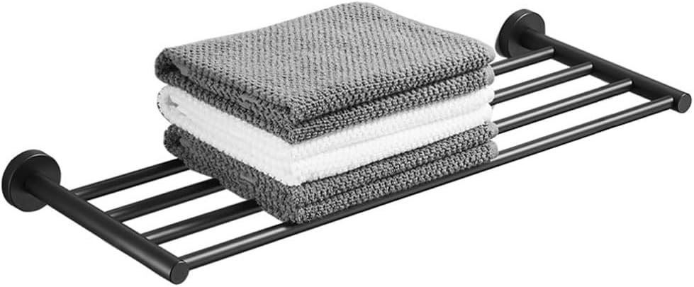 30 Inch Bathroom Towel Rack, Hotel Style Towel Racks for Bathroom Wall Mounted, Modern Towel Bar Rack, 2-Tier Towel Shelves, Black
