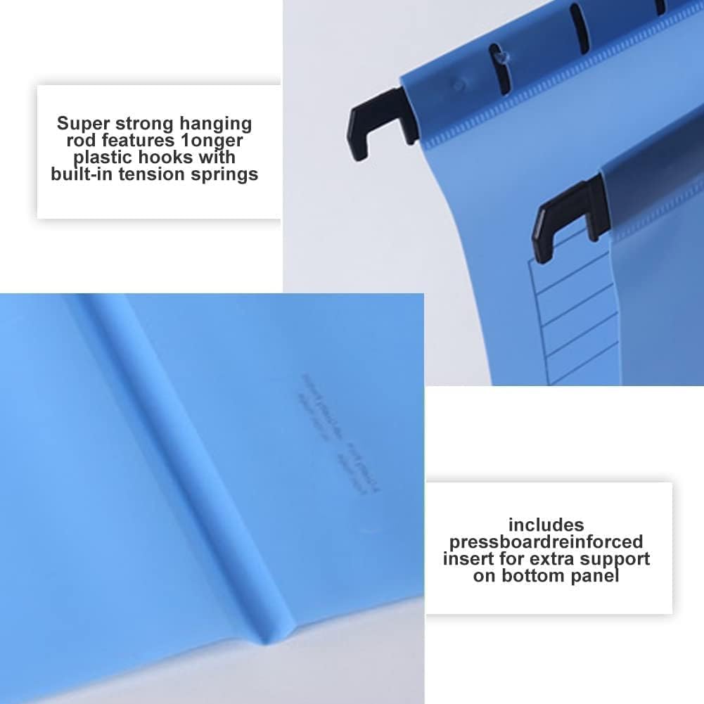 Hanging File folders,A4 Suspension Files with Tabs and Card Inserts for Filing Cabinets, Polypropylene A4 Hanging Filing Storage (Blue, Pack of 12)