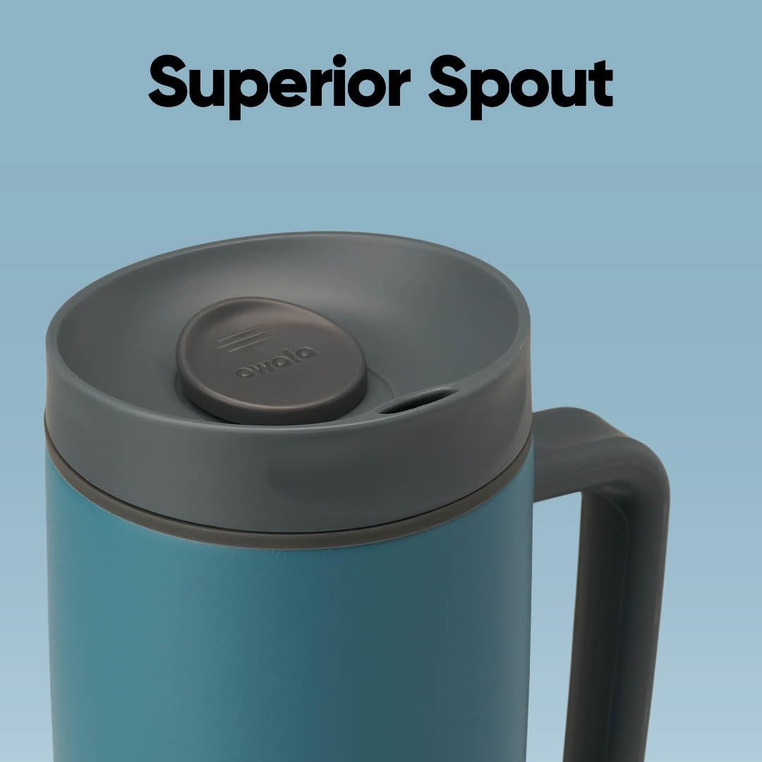 Owala SmoothSip Slider Stainless Steel Insulated Travel Mug with handle, 100% Leak Proof, For Hot and Cold Drinks, Travel Friendly with Sliding Lock Lid, 24 oz, BPA Free, Leak Proof, High Dive