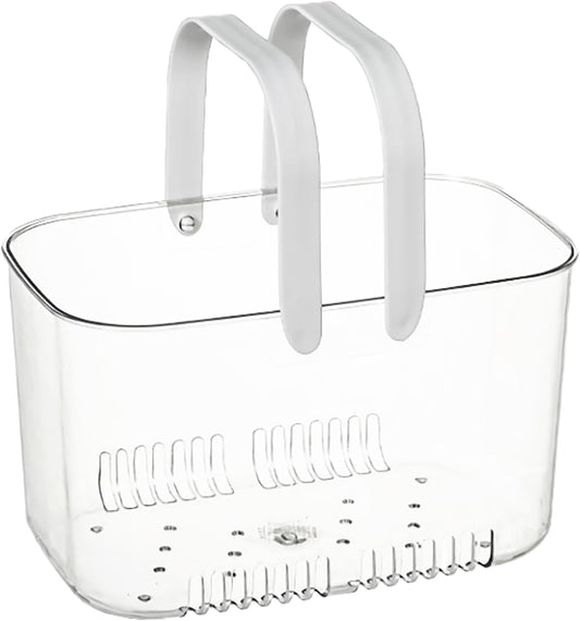Plastic Storage Basket with Handle Portable Shower Caddy Tote Organizer Basket Bin for Bathroom, Shower Caddy Basket, Large Capacity Hollow Design Clear Shower Caddy Organizer Basket