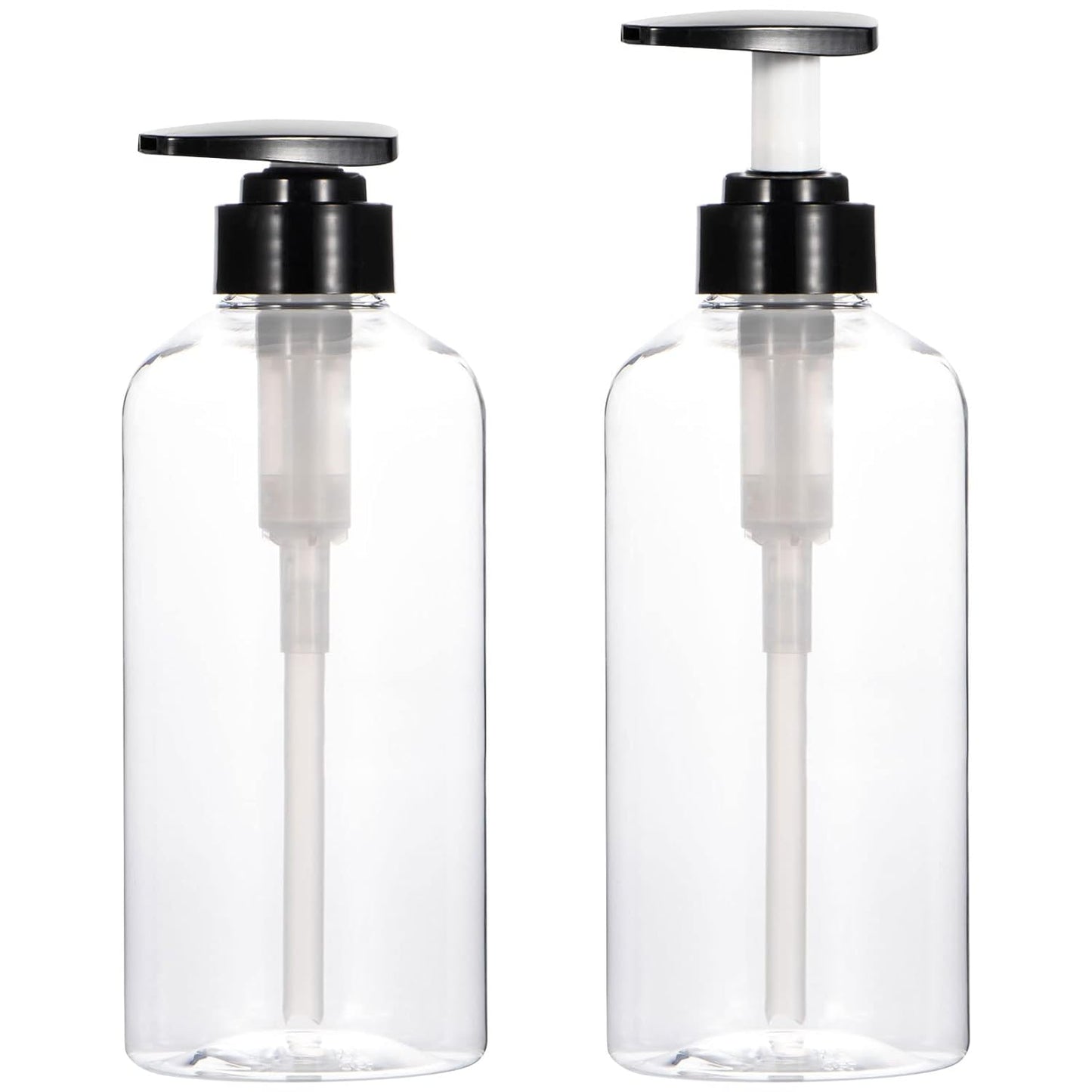 Yebeauty 2 Pack Clear Pump Bottles 17oz/500ml, Empty Plastic Lotion Bottle Pump Dispenser with Pump Refillable