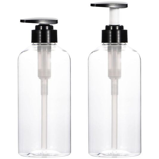 Yebeauty 2 Pack Clear Pump Bottles 17oz/500ml, Empty Plastic Lotion Bottle Pump Dispenser with Pump Refillable