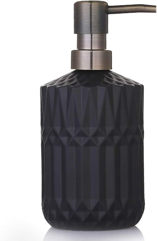 Soap Dispenser with Pump, Refillable Liquid Hand Soap Dish Soap Dispensers for Bathroom Counter, Kitchen Sink (Black)