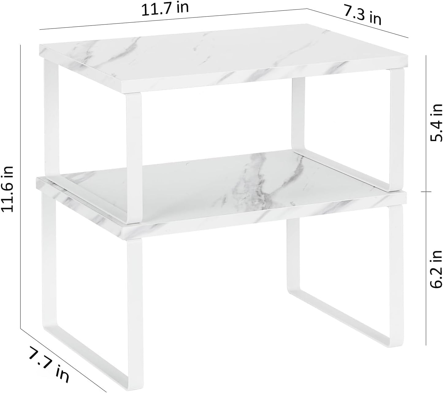 NEX Kitchen Counter Shelf, Stackable Cabinet Shelf Organizers Expandable Countertop Shelf for Pantry, Set of 4, White