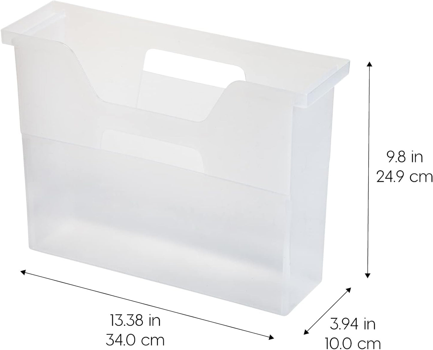 IRIS USA Small Portable Desktop File Box with Open Lid, 6 Pack, Side Handles, Hanging File Folders, Tabs & Inserts, Letter Size, Magazines, Newspapers, Mail, Books, Notebooks, Clear