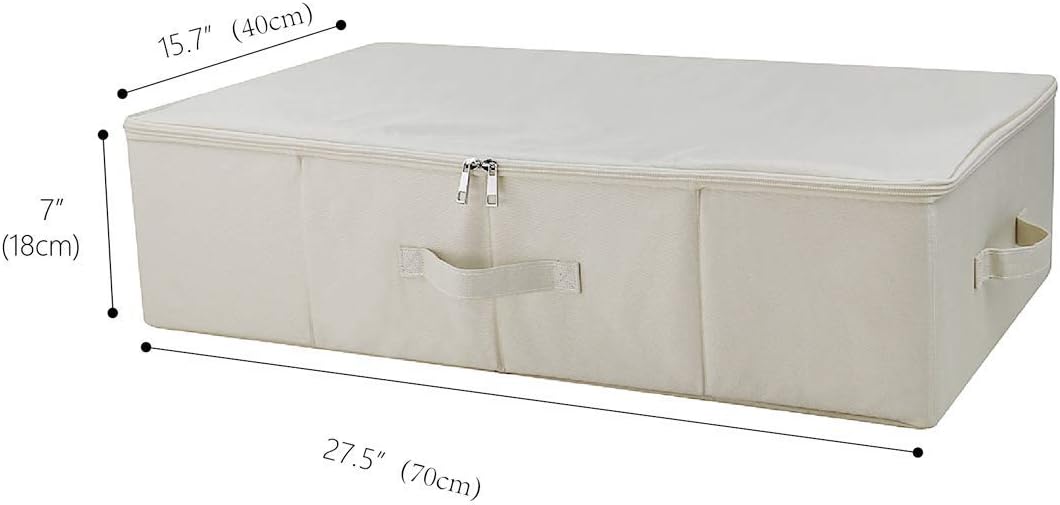 iwill CREATE PRO 3Pcs Collapsible Rigid Underbed Storage Bins, 27.5 * 15.7 * 7", Folding Fabric Storage Boxes for Clothing, Blankets, Shoes in Closet, Wardrobe, Beige