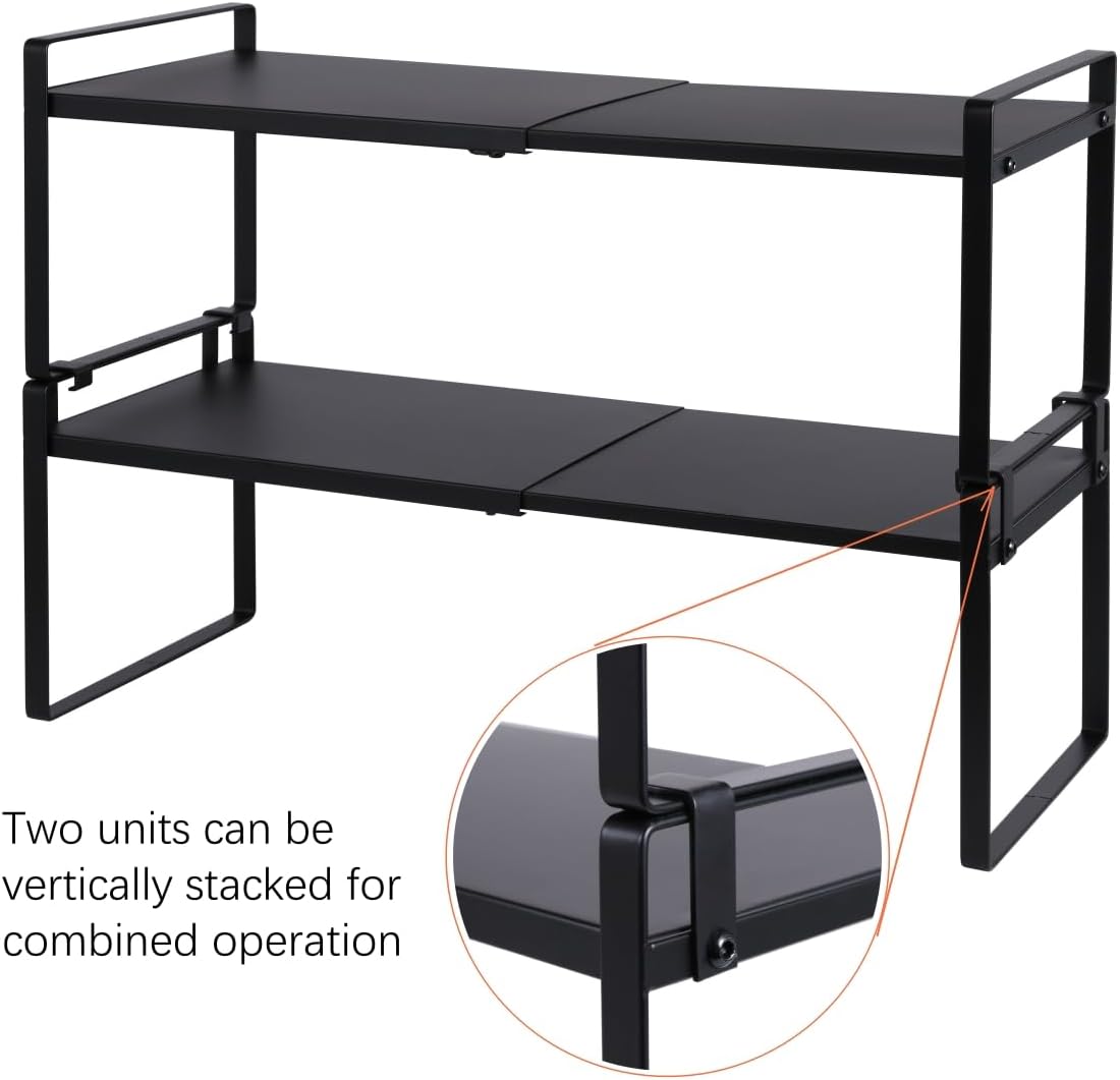 2-Pack Expandable Shelf Organizer for Kitchen Countertop, kitchen organizers and storage，under sink expandable shelf organizer