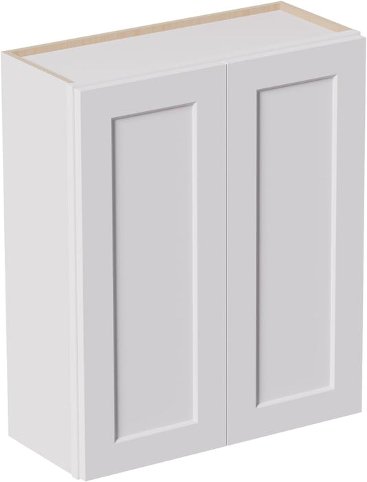 30 Inch Laundry Room Cabinets Wall Mounted, Solid Wood Over The Toilet Storage Cabinet, Bathroom Organizer Cabinets with 2 Shaker Door & Shelves, Easy to Assemble for Kitchen, Garage - White