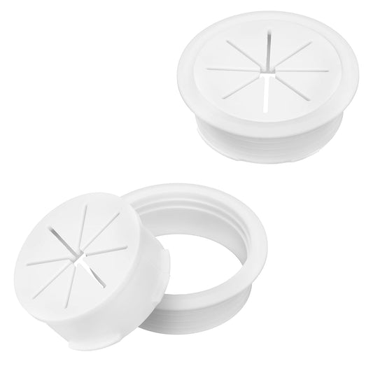2" White Desk Grommet, JTemgle Flexible Cable Grommet Plastic Cable Hole Cover Wire Organizer Caps Desktop Cord Management for Home Office TV Stands Tabletops, 2 Pieces