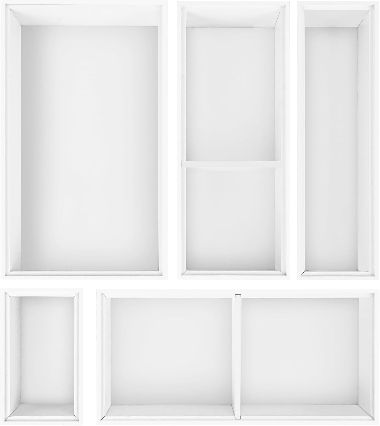 Bamboo Drawer Organizer,5 PCS Silverware Organizer & Kitchen Organizers and Storage,Utensil Drawer Organizer With Removable Dividers for Kitchen,Utensils,Bathroom,Office,Makeup(White)