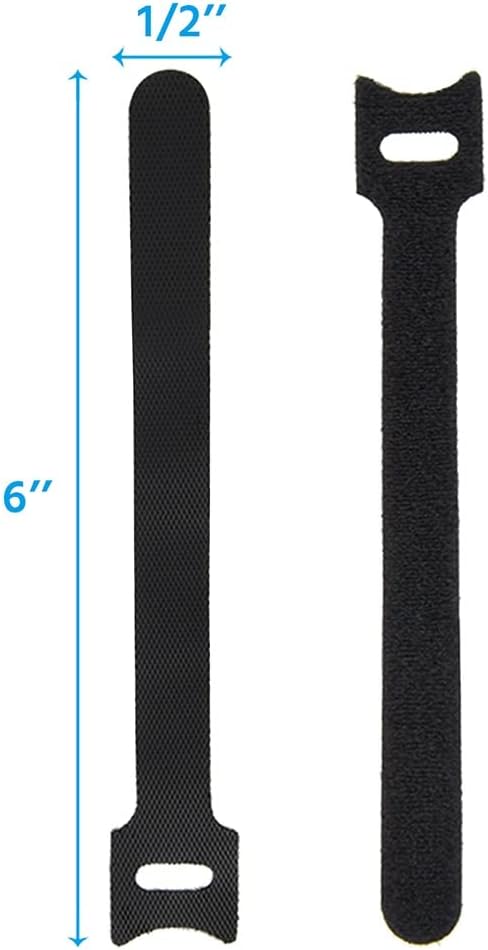 6" (60-Pack) Reusable Hook and Loop Self Gripping Multicolor Fastening Cable Ties - Multipurpose Microfiber Cloth Assorted Cable Organizer Ties