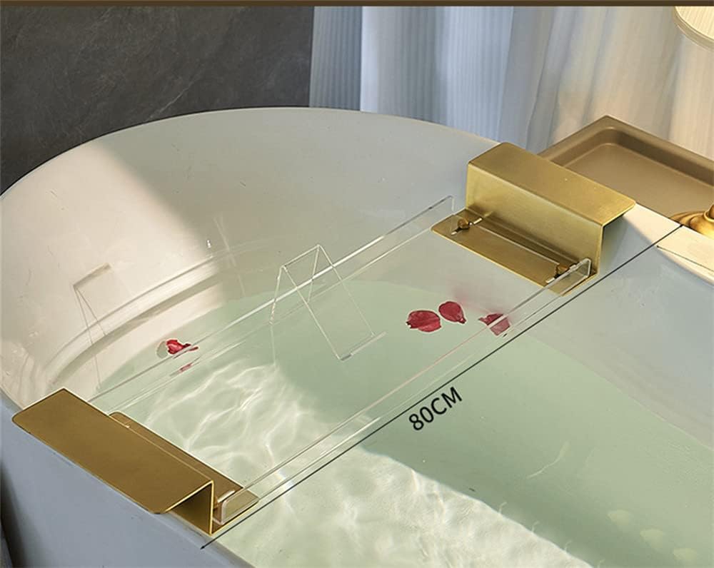 WANLIAN 33 Inch Luxury Bathtub Caddy Tray - Shelf for Shower Storage, Organizer for Bathtub, Clear-B