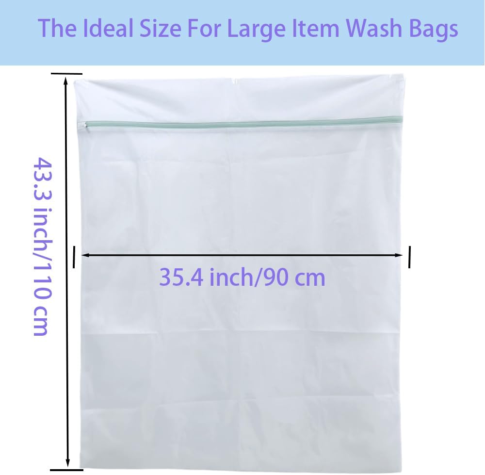 2 Pack 43 x 35 inch Oversize Laundry Bags Mesh Wash Bags, Large Delicates Bag for Washing Machine, Jumbo Laundry Sack for Washing Delicates, Big Clothes, Bed Sheet, Bedcover, Blanket (2)