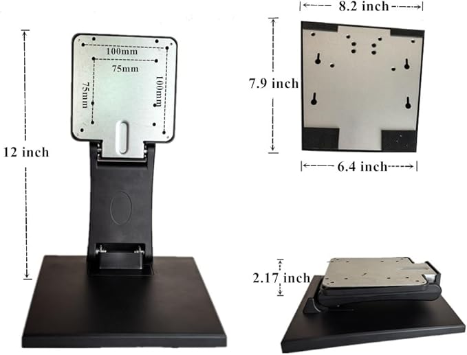Adjustable Monitor Stand Foldable Monitor Mount for 10-27 Inch LCD TV Screens with Installing Holes 75x75mm & 100x100mm