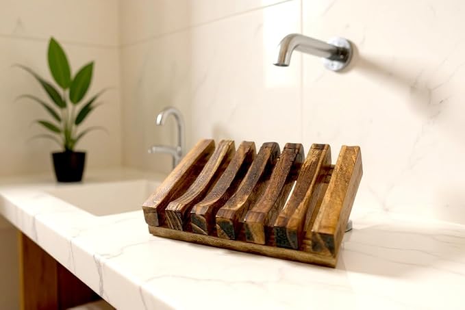 Natural Wooden Soap Dish & Sisal Exfoliating Pouch Set – Eco Soap Saver Holder & Soap Tray – Plastic-Free Bathroom, Shower & Kitchen Accessories – Sustainable Bath Gift