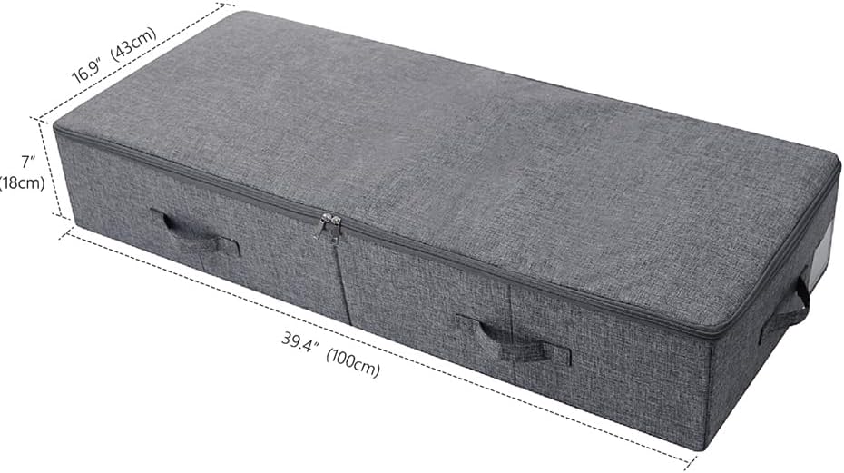 iwill CREATE PRO Pack of 2, 39.4 * 16.9 * 7" Rigid Folding Under bed Storage Organizer Containers for Shoes, Garment, Bedding Sheets, Washable,Dark Gray