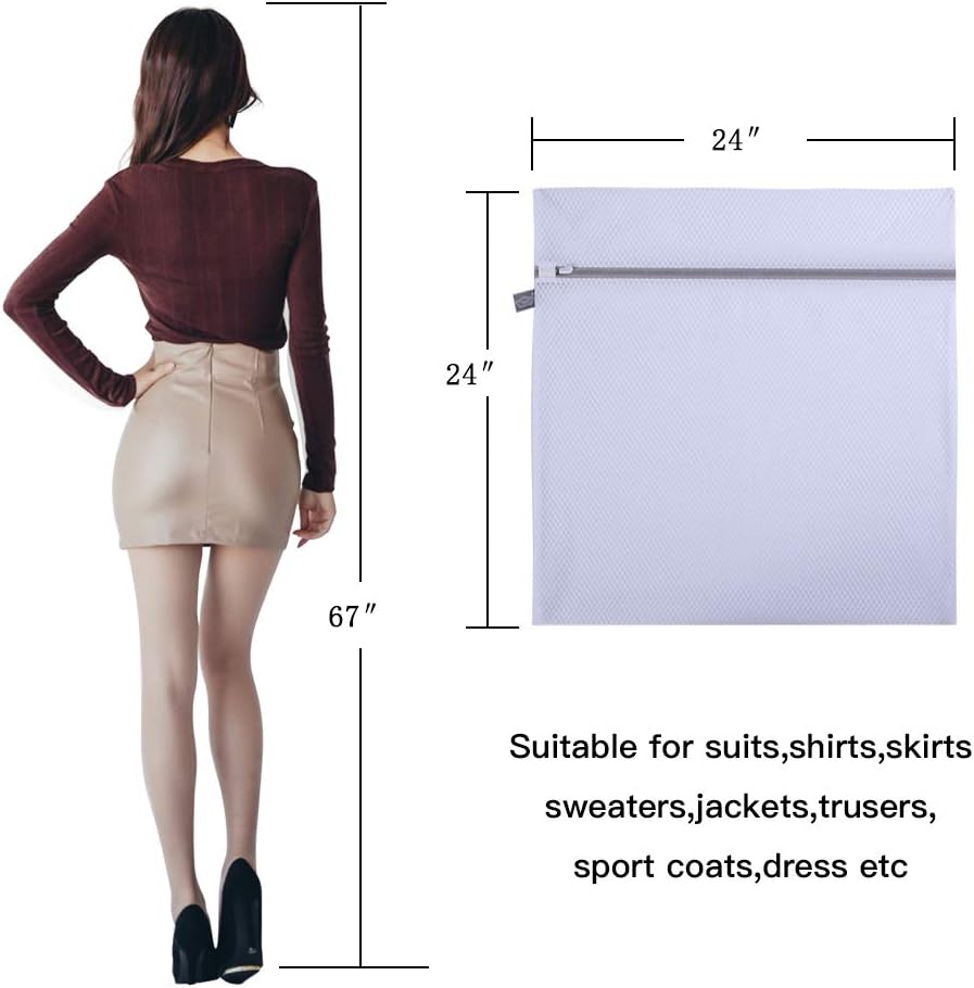 Kimmama Laundry Mesh Wash Bags, Lingerie Bags for Washing Delicates, White Net, Grey Zipper, 2XXL