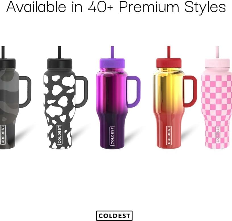 Coldest Tumbler with Handle and Straw - 100% Spill Proof Tumbler with Straw (3 Lids) - Stainless Steel Insulated Leakproof Tumblers for Women & Men - Cup Holder Friendly - 36 oz (Purple Nova)